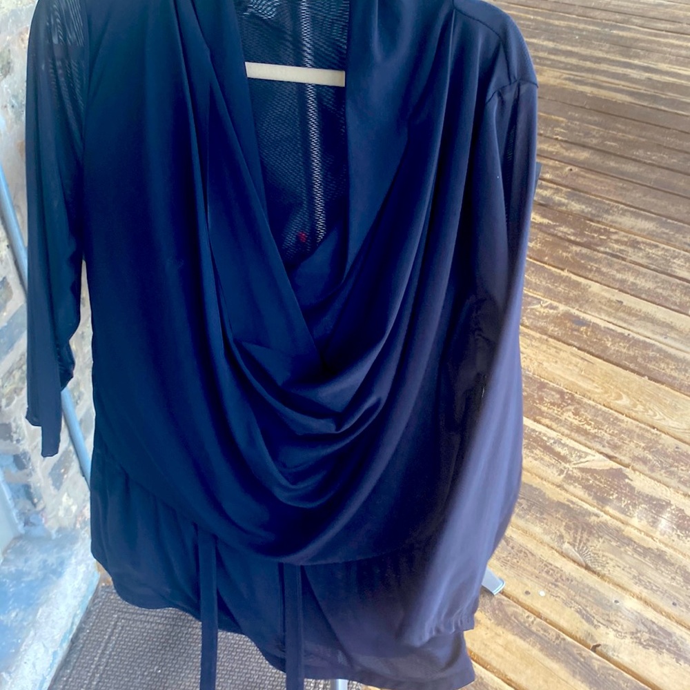 Elegant blk women’s shirt mixed material